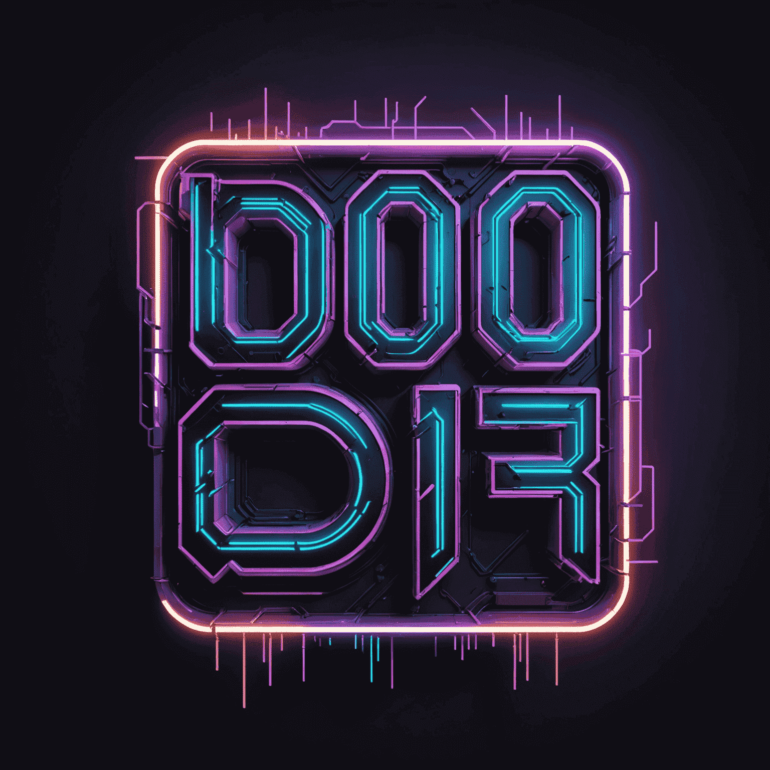blufny163 logo - Futuristic neon text with glitch effect