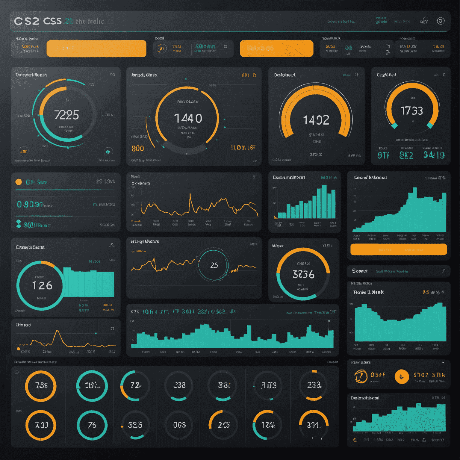 A futuristic dashboard displaying various CS2 skin market metrics and charts